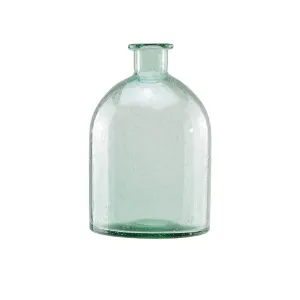 11.25" Marine Inspired Light Blue Decorative Hand Blown Bubble Glass Vase
