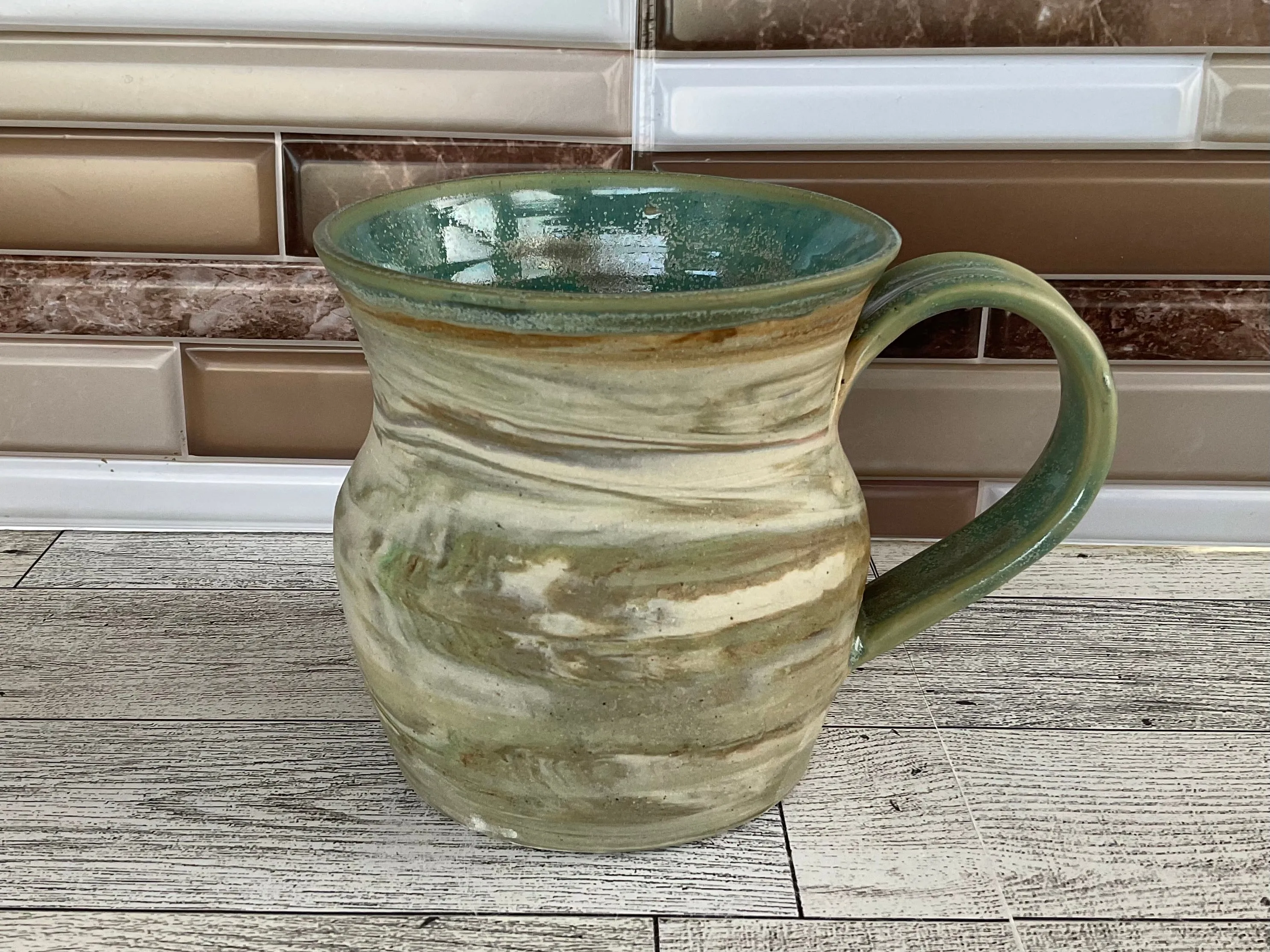 16 oz Blue Marbled Ceramic Mug