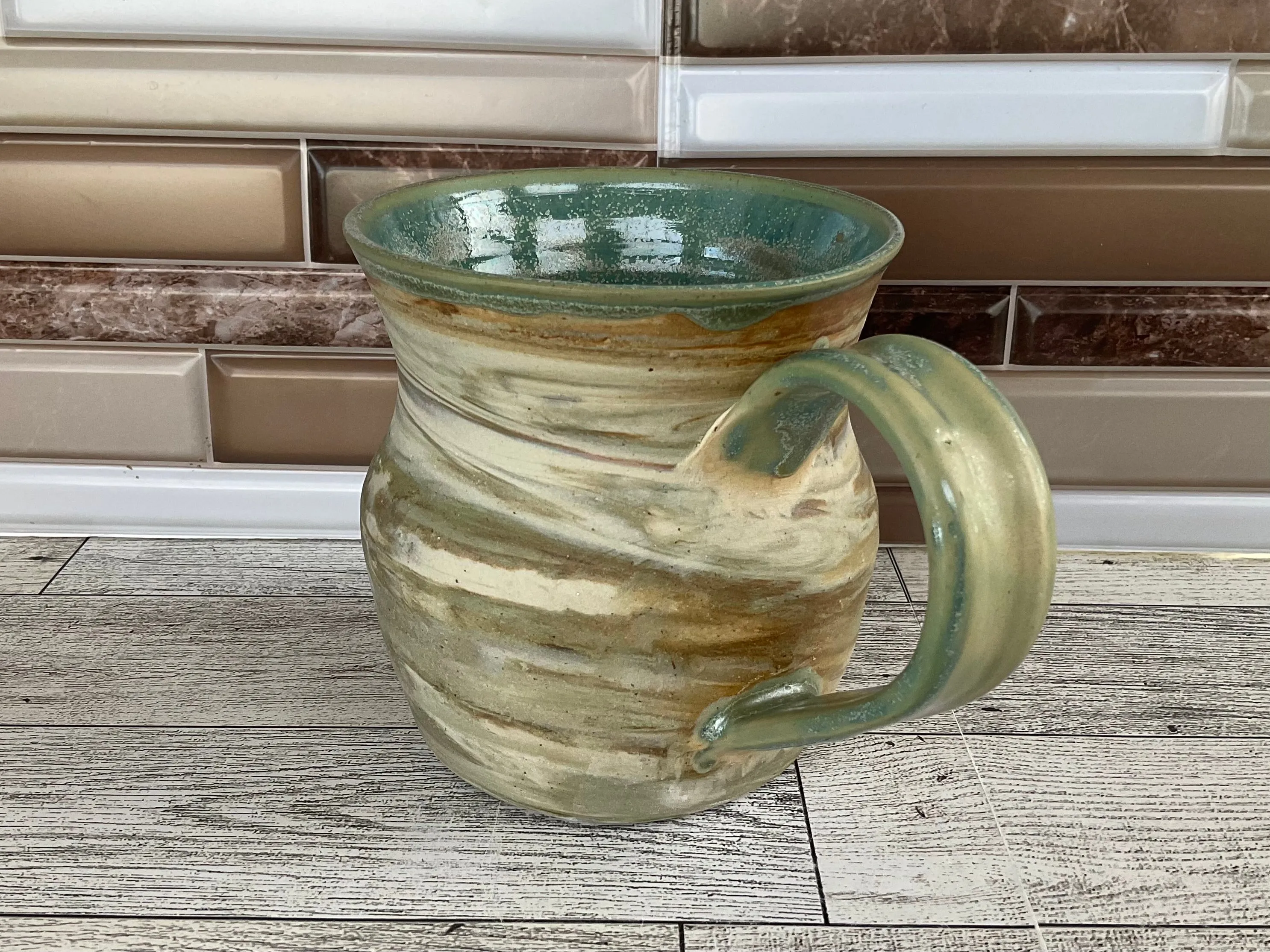 16 oz Blue Marbled Ceramic Mug