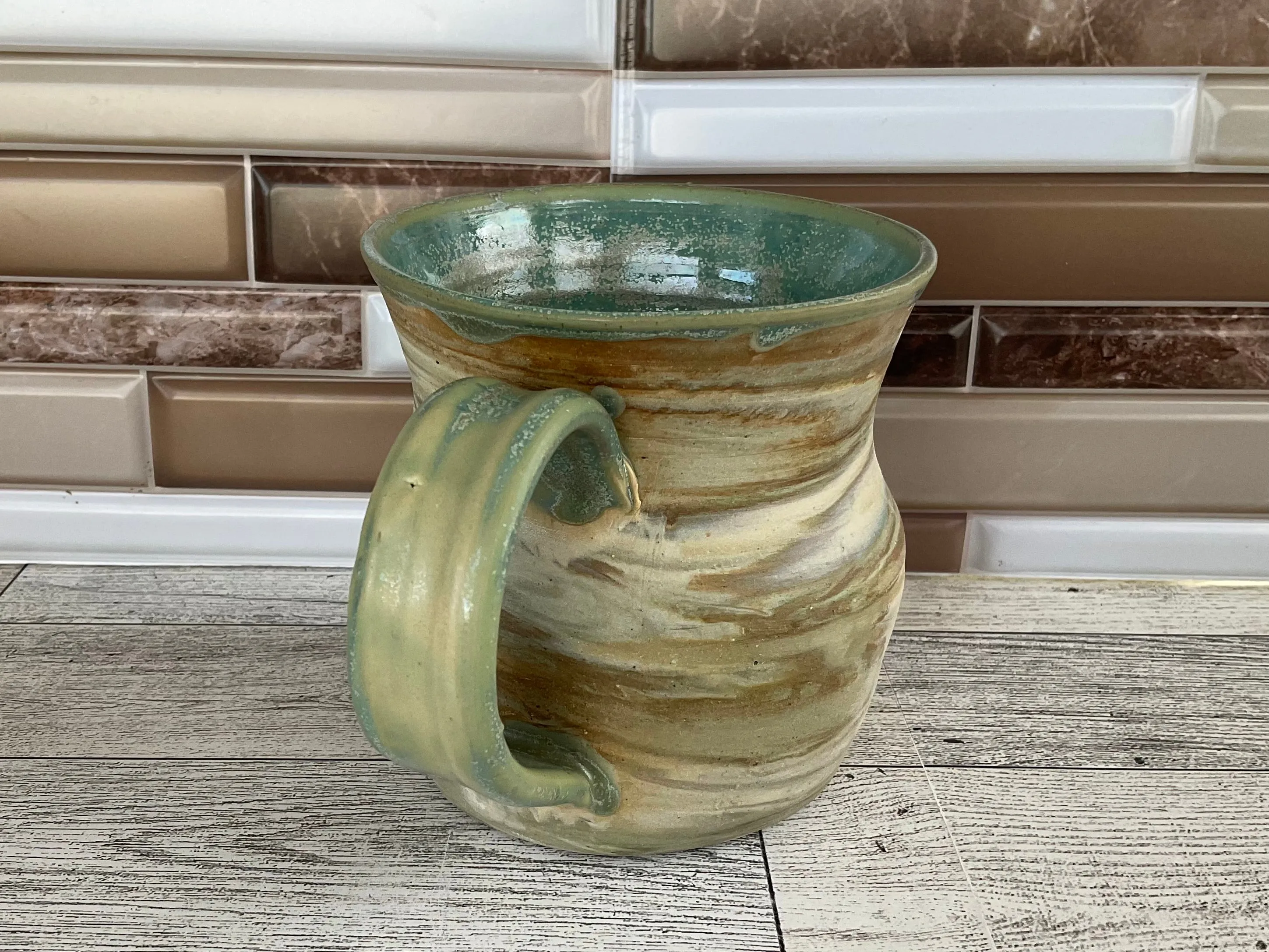 16 oz Blue Marbled Ceramic Mug
