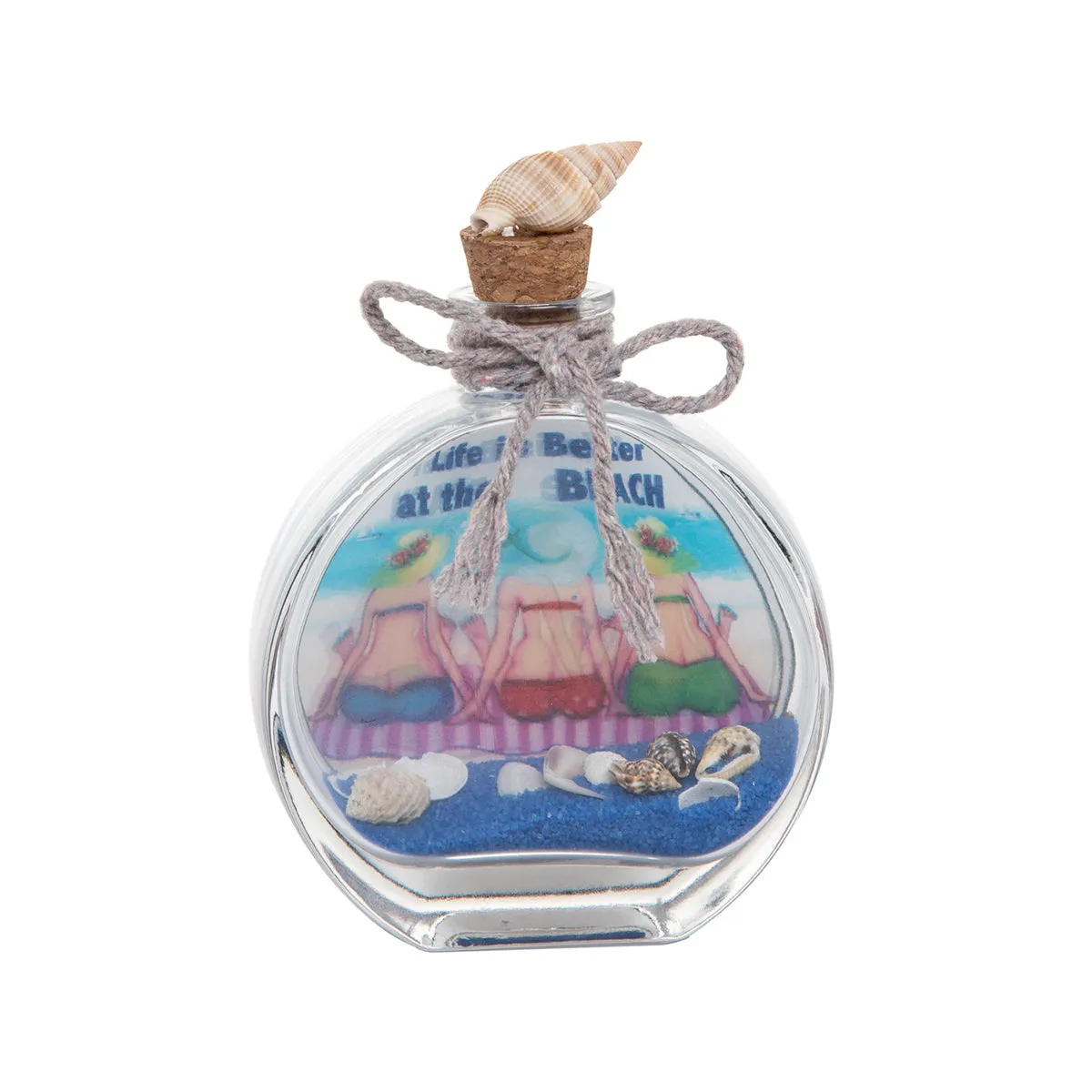 4.5 in. Glass Bottle with Girl, Sand & Shells