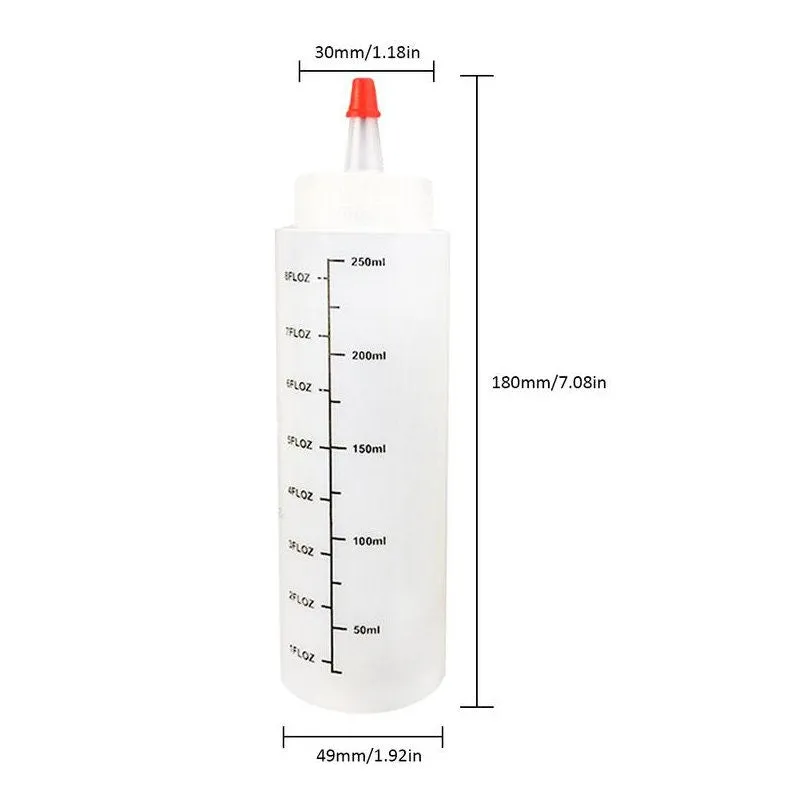 5 Pcs Plastic Paint Bottles with Cap - Squeeze Bottles with Measurements - 250 ml - 8 Oz