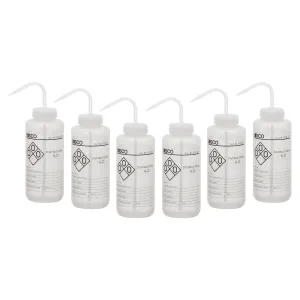 6PK Performance Plastic Wash Bottles - Distilled Water - 1000mL