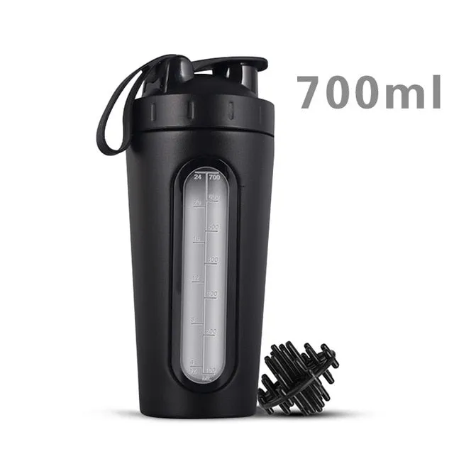 700m/28OZ Stainless Steel Shaker Bottle with Whisk Ball
