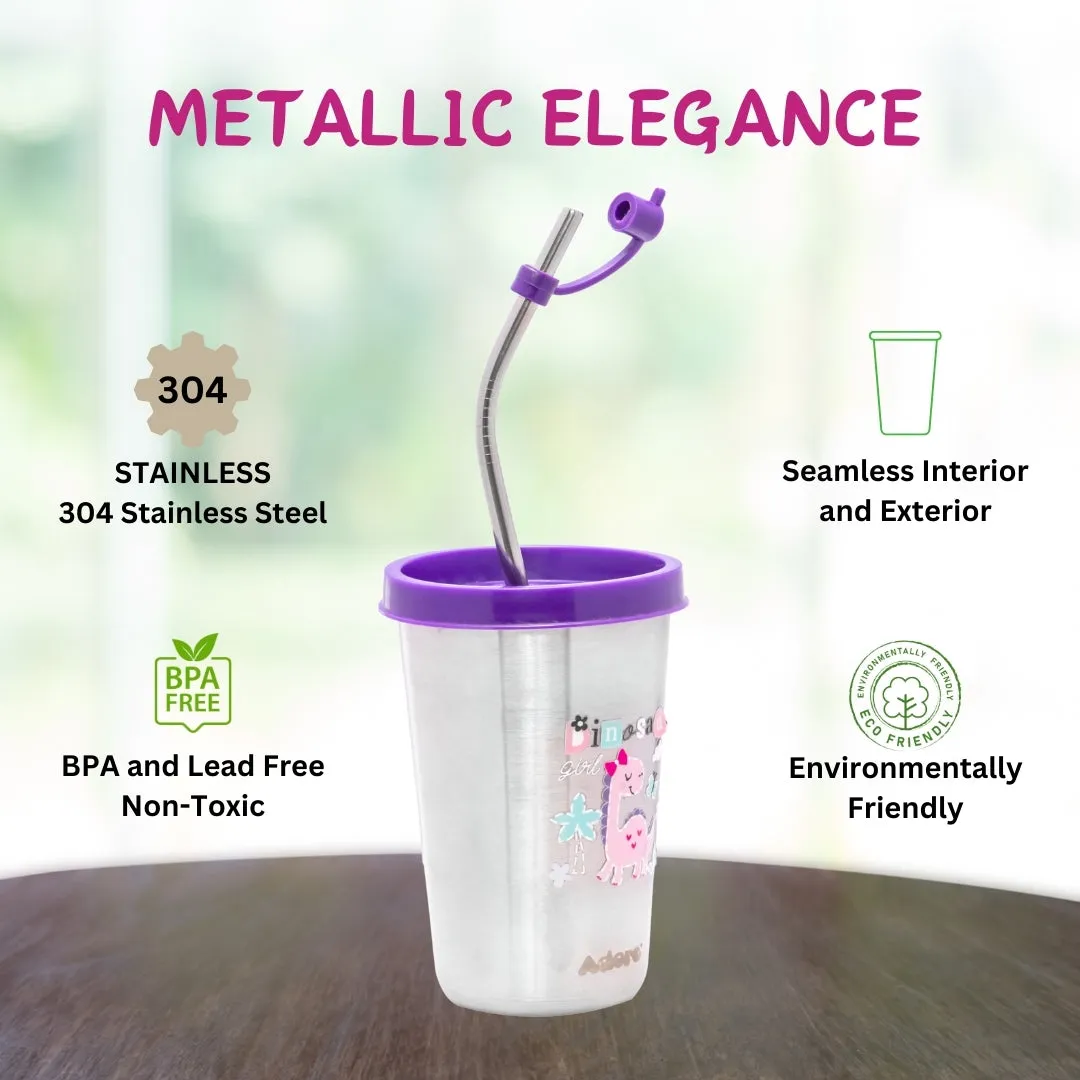 ADORE Bliss Stainless Steel Tumbler with Lid, Hole Lid, Straw and Brush Set