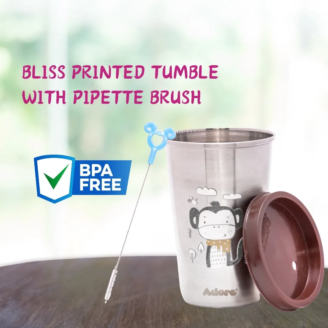 ADORE Bliss Stainless Steel Tumbler with Lid, Hole Lid, Straw and Brush Set