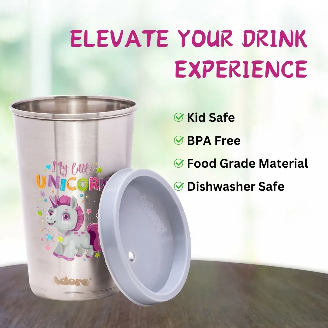 ADORE Bliss Stainless Steel Tumbler with Lid, Hole Lid, Straw and Brush Set