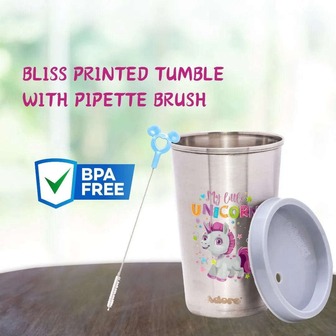 ADORE Bliss Stainless Steel Tumbler with Lid, Hole Lid, Straw and Brush Set