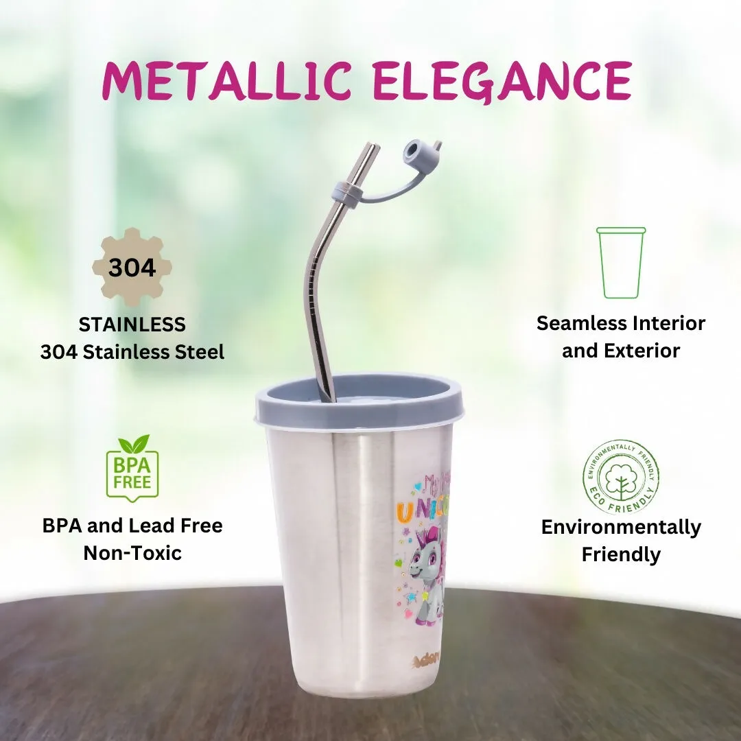 ADORE Bliss Stainless Steel Tumbler with Lid, Hole Lid, Straw and Brush Set
