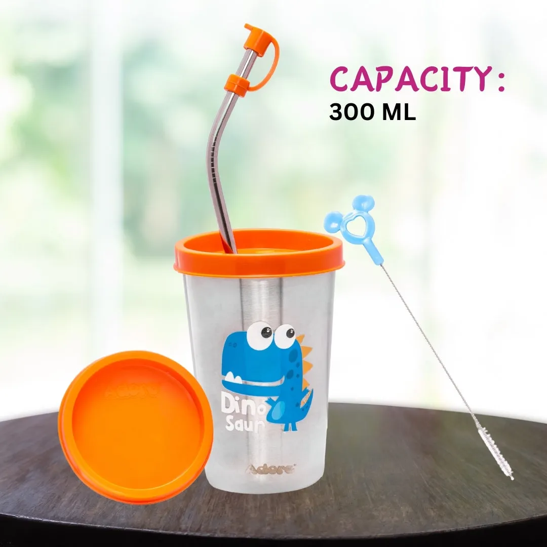 ADORE Bliss Stainless Steel Tumbler with Lid, Hole Lid, Straw and Brush Set