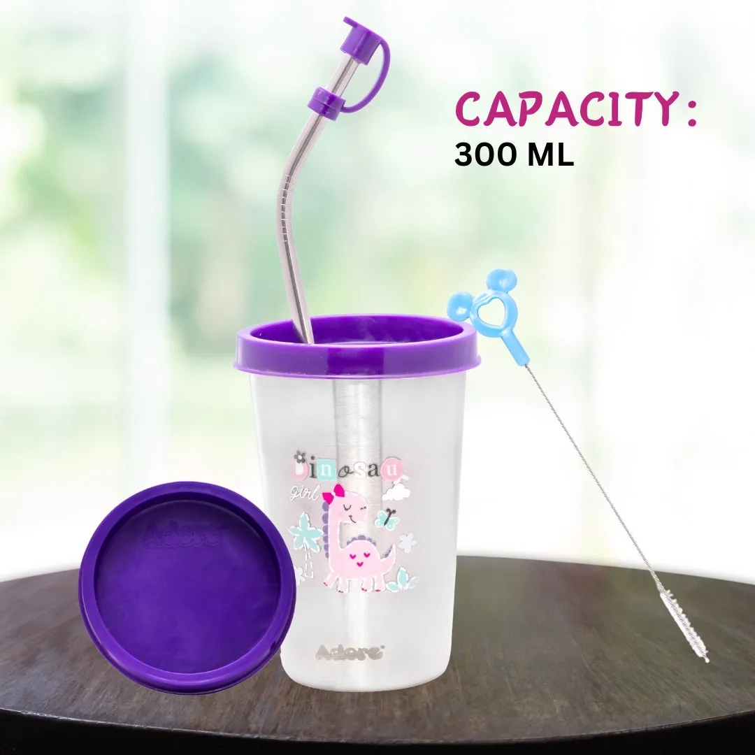 ADORE Bliss Stainless Steel Tumbler with Lid, Hole Lid, Straw and Brush Set