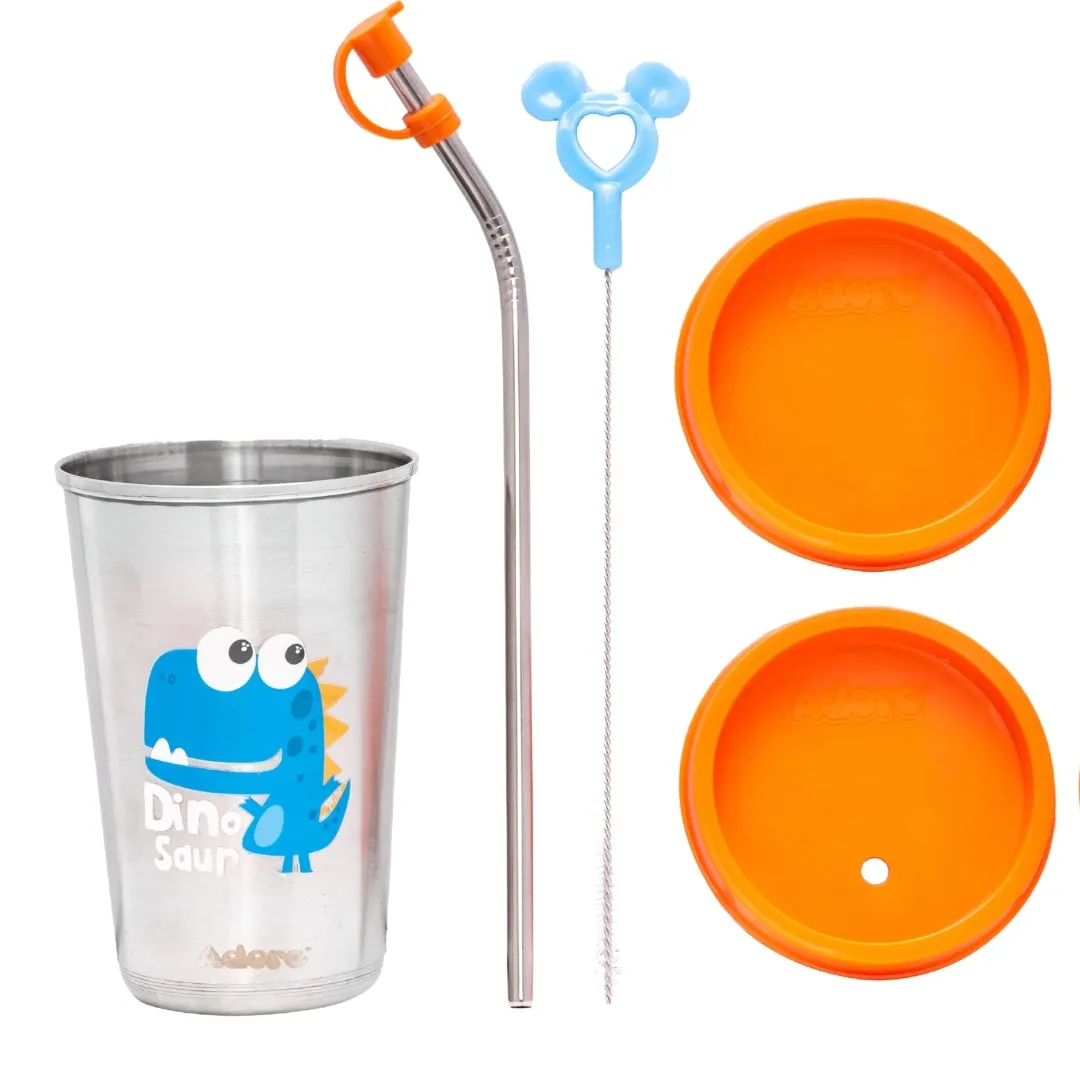 ADORE Bliss Stainless Steel Tumbler with Lid, Hole Lid, Straw and Brush Set