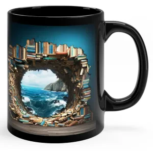 AMAZING LIBRARY AND THE SEA 3D MUG #2 - MUGSCITY - Free Shipping