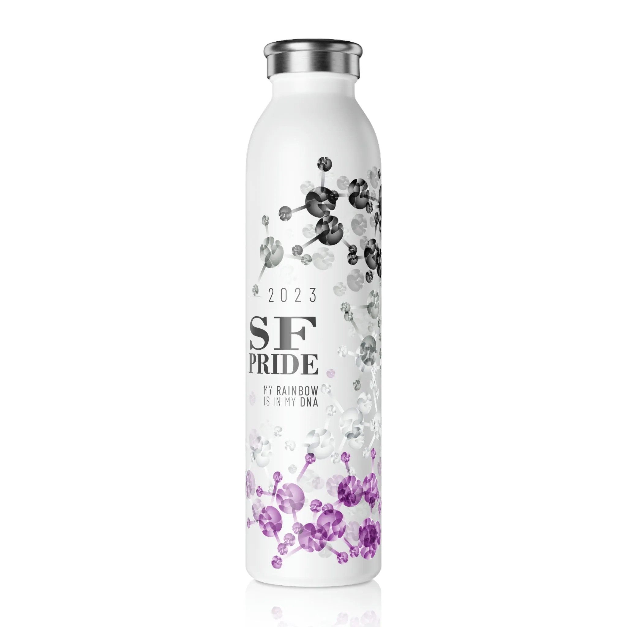 Asexual Flag 2023 Pride, Slim Water Bottle San Francisco Pride - My Rainbow is In My DNA