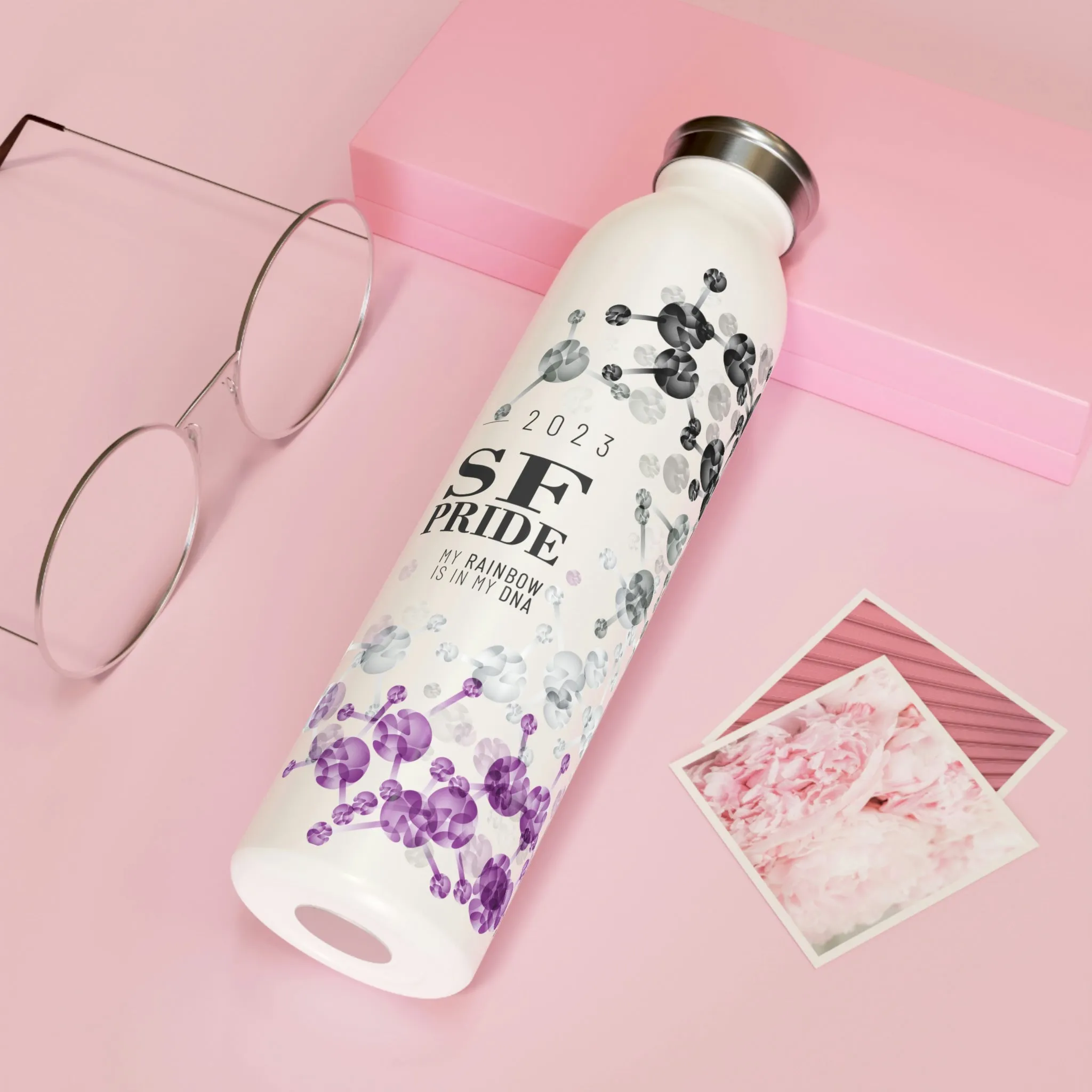 Asexual Flag 2023 Pride, Slim Water Bottle San Francisco Pride - My Rainbow is In My DNA
