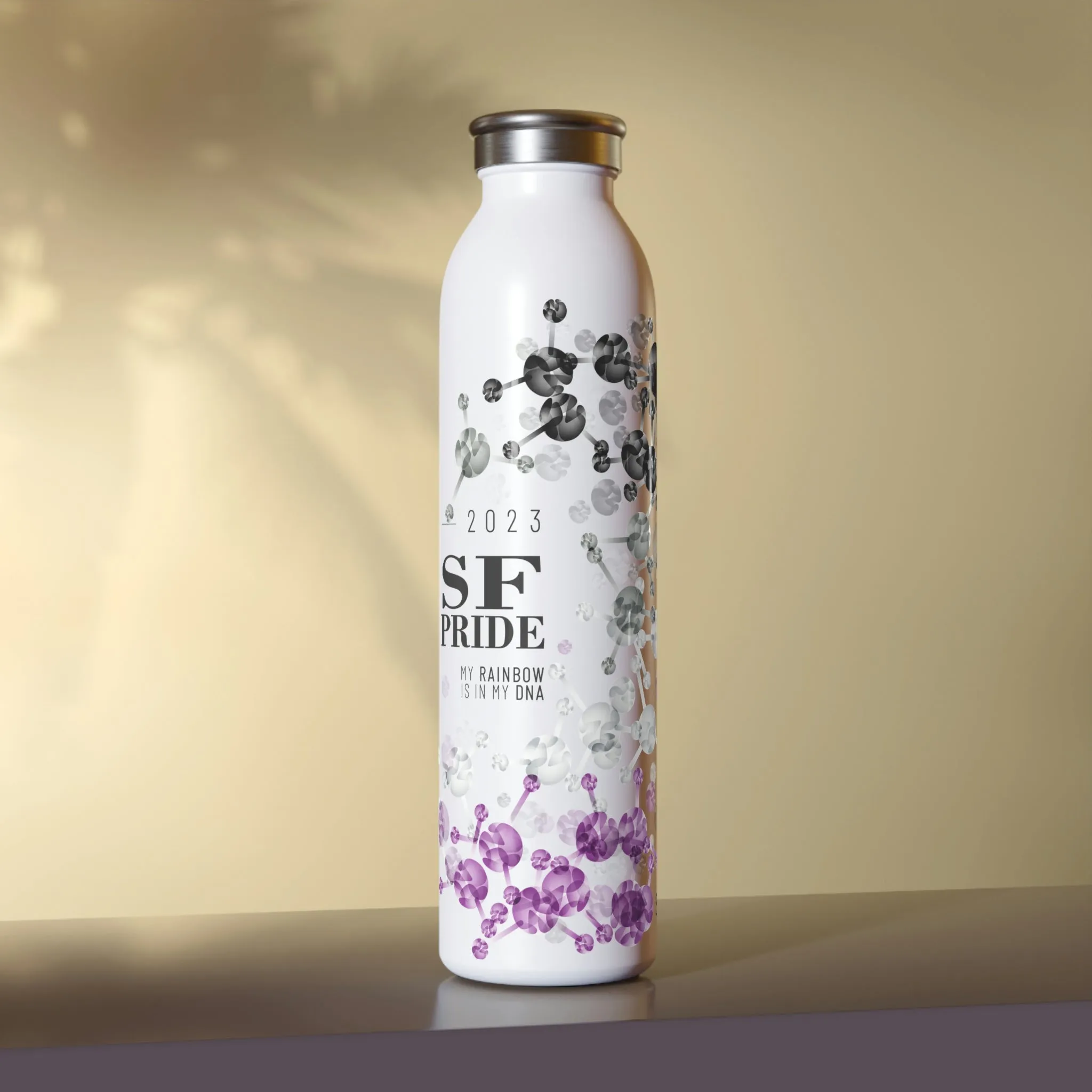 Asexual Flag 2023 Pride, Slim Water Bottle San Francisco Pride - My Rainbow is In My DNA