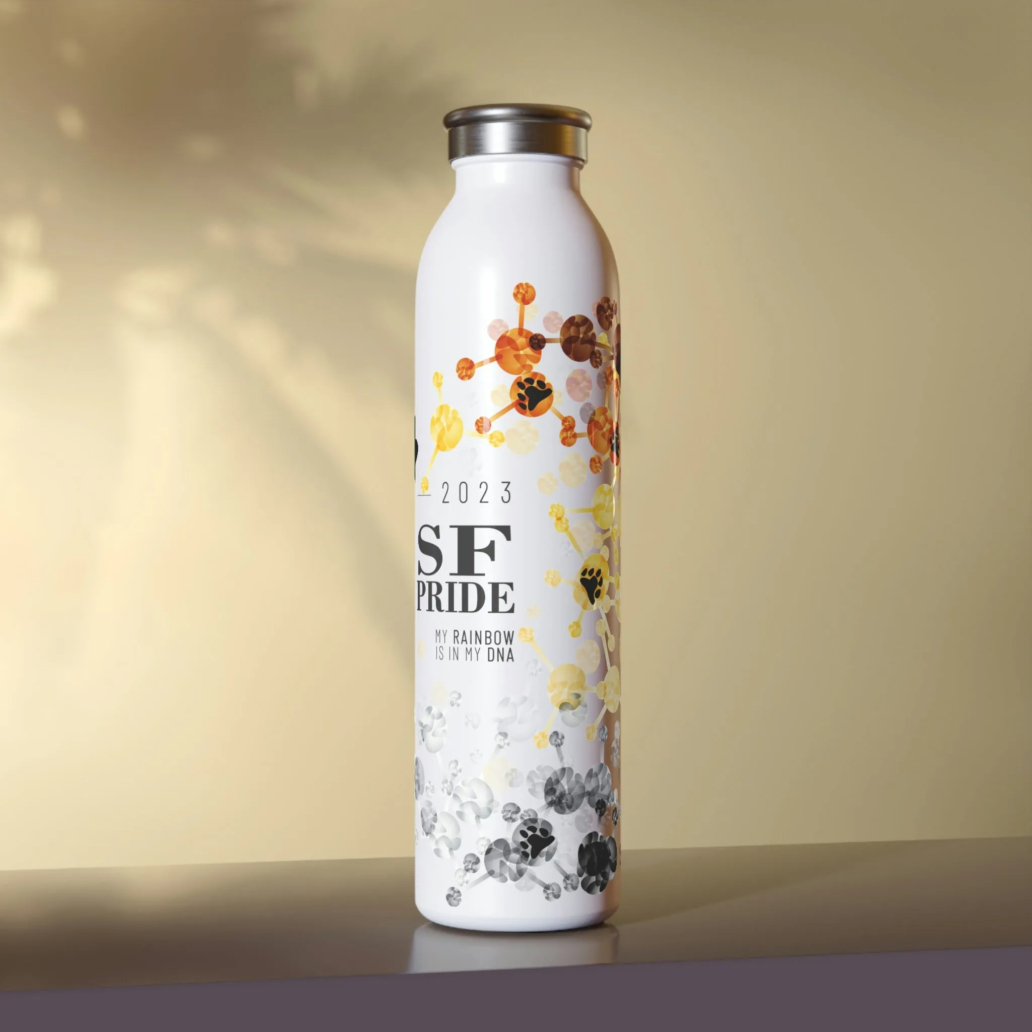 Bear Flag 2023 Pride, Slim Water Bottle San Francisco Pride - My Rainbow is In My DNA