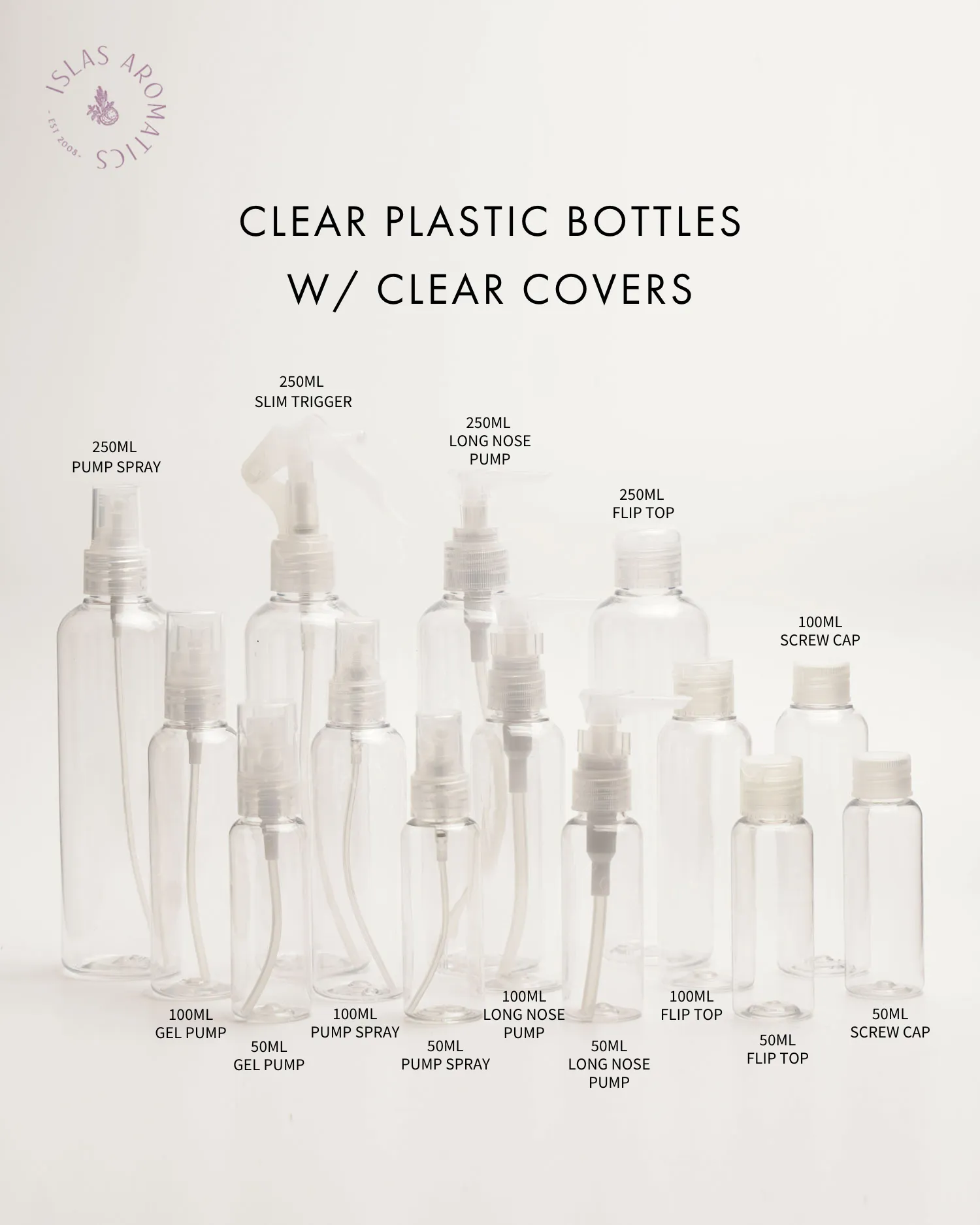 Clear Bottles w/ Clear Covers