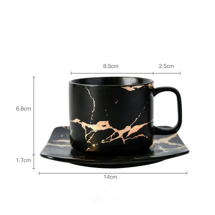 Coffee Mug Collection with Marble Gold Inlay