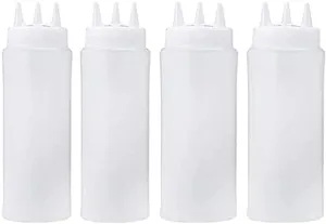 Condiment Bottle, Ketchup Squeeze Bottle Plastic Bottles with Squeeze Top,3 Hole Squeeze Bottle use for Syrup