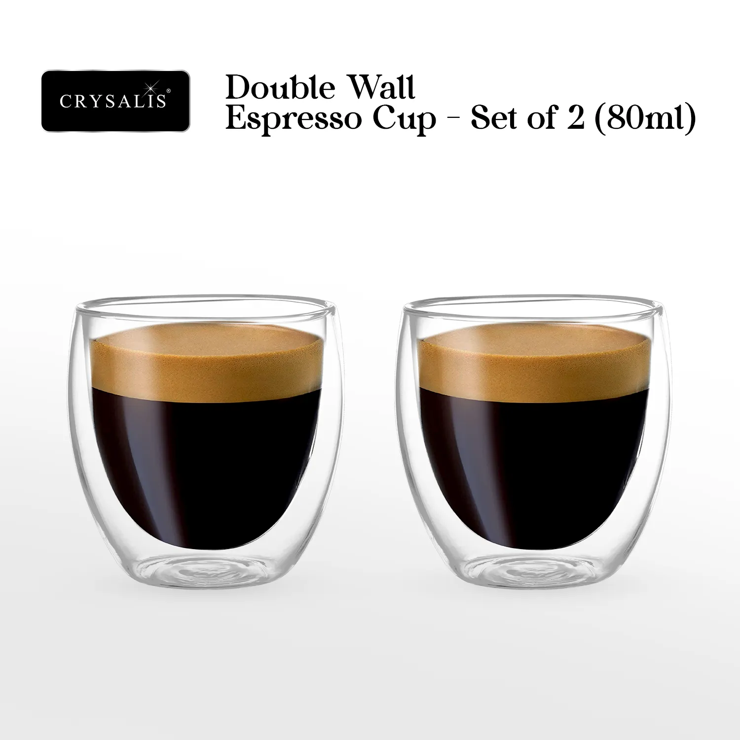 CRYSALIS Premium Coffee Cup Double Wall 80ml Set of 2