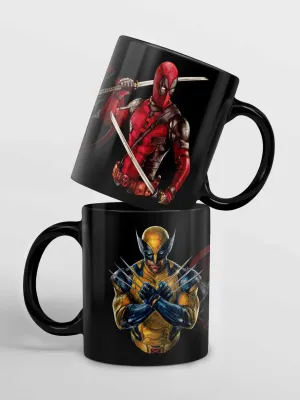 Deadpool Wolverine 3D Black Ceramic Coffee Mug