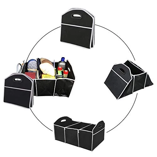 Electomania Car Boot Storage Organizer Heavy Duty Collapsible Boot Organiser Multipurpose SUV Trunk Car Storage Box (Black)