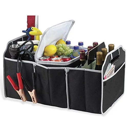 Electomania Car Boot Storage Organizer Heavy Duty Collapsible Boot Organiser Multipurpose SUV Trunk Car Storage Box (Black)