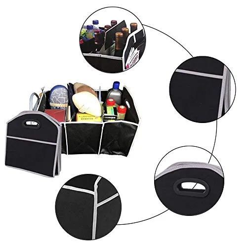 Electomania Car Boot Storage Organizer Heavy Duty Collapsible Boot Organiser Multipurpose SUV Trunk Car Storage Box (Black)