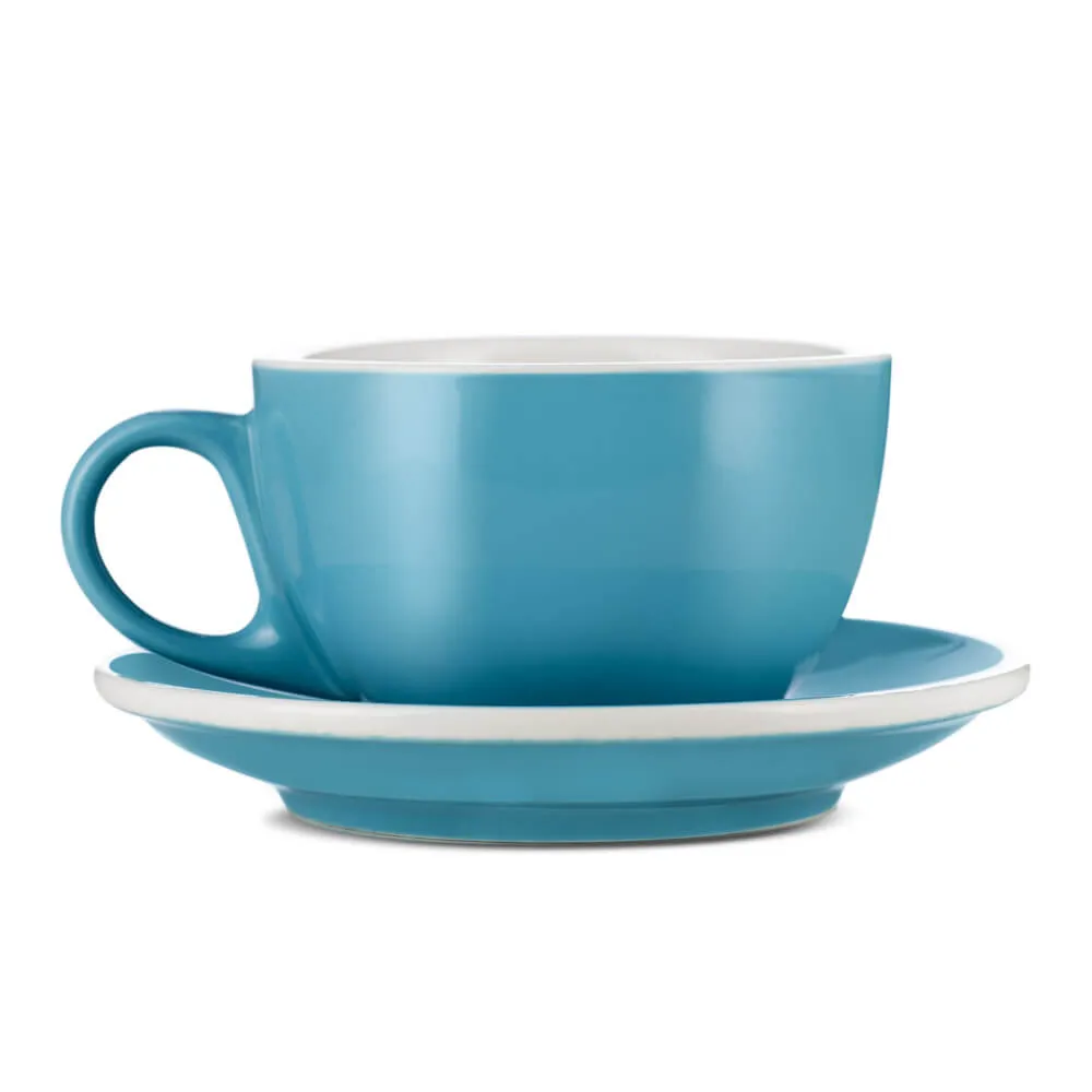 Espresso Parts Porcelain Latte Cup & Saucer - Blue (8oz/252ml)