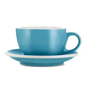 Espresso Parts Porcelain Latte Cup & Saucer - Blue (8oz/252ml)