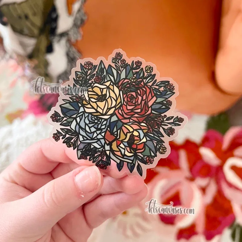 Glass Rose Florals Clear Sticker