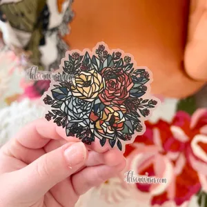 Glass Rose Florals Clear Sticker
