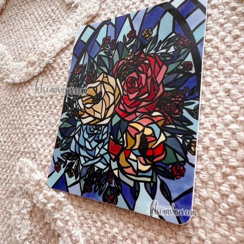 Glass Rose Window Florals Sticker