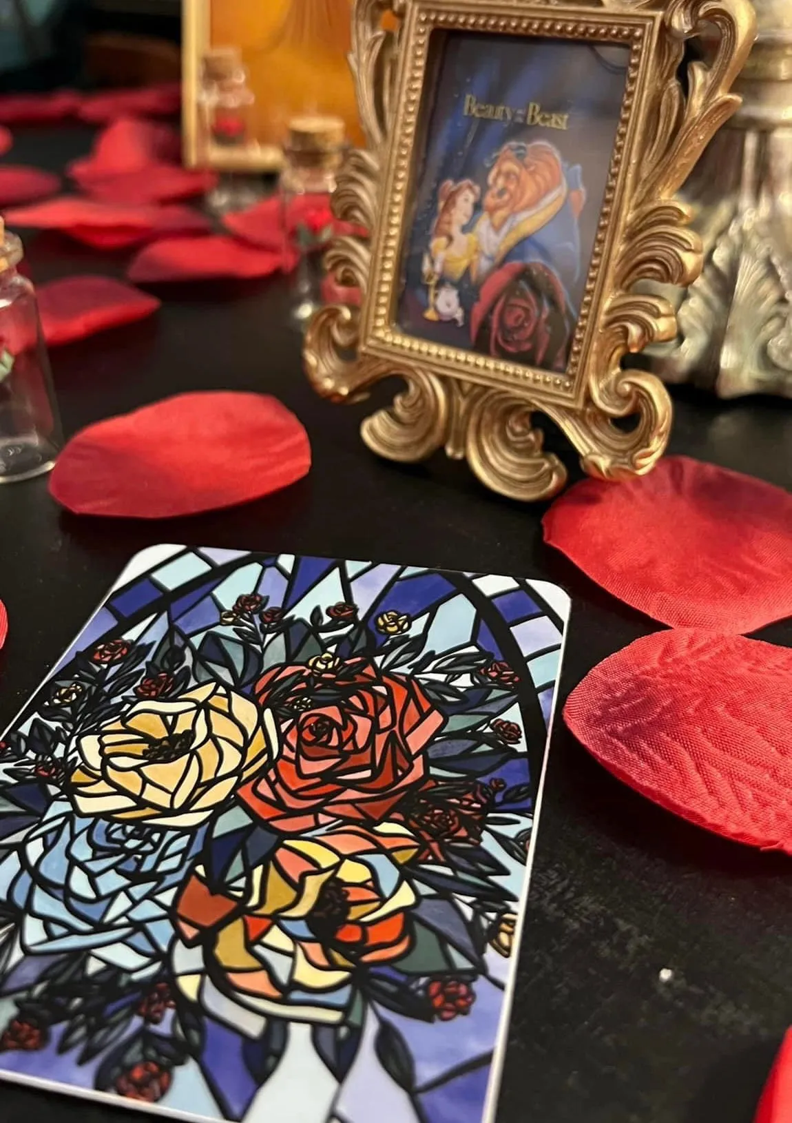 Glass Rose Window Florals Sticker