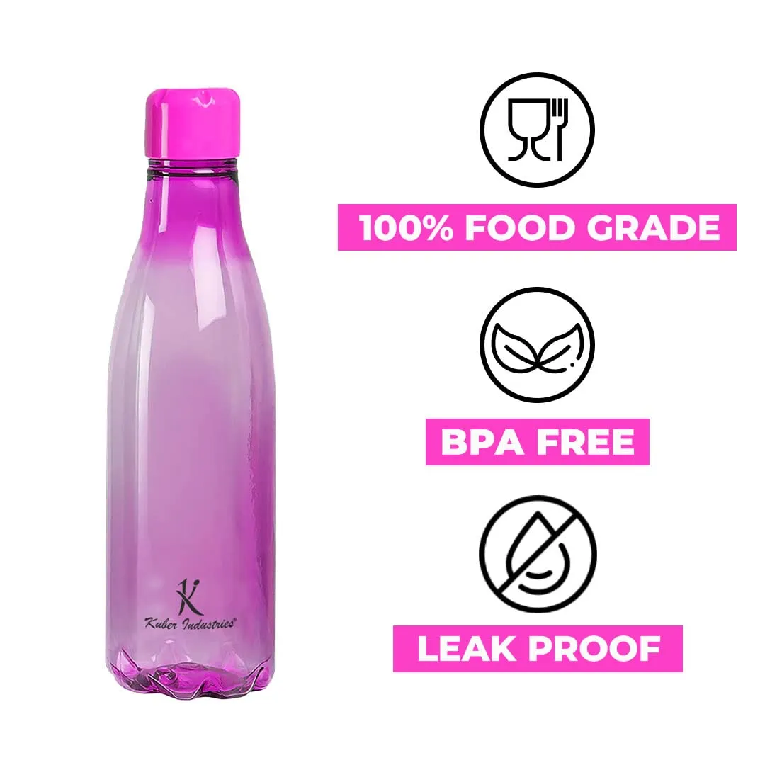 Heart Home BPA Free Plastic Water Bottles | Unbreakable, Leak Proof, 100% Food Grade Plastic | For Kids & Adults | Refrigerator Plastic Bottle Set of 4|PURPLE