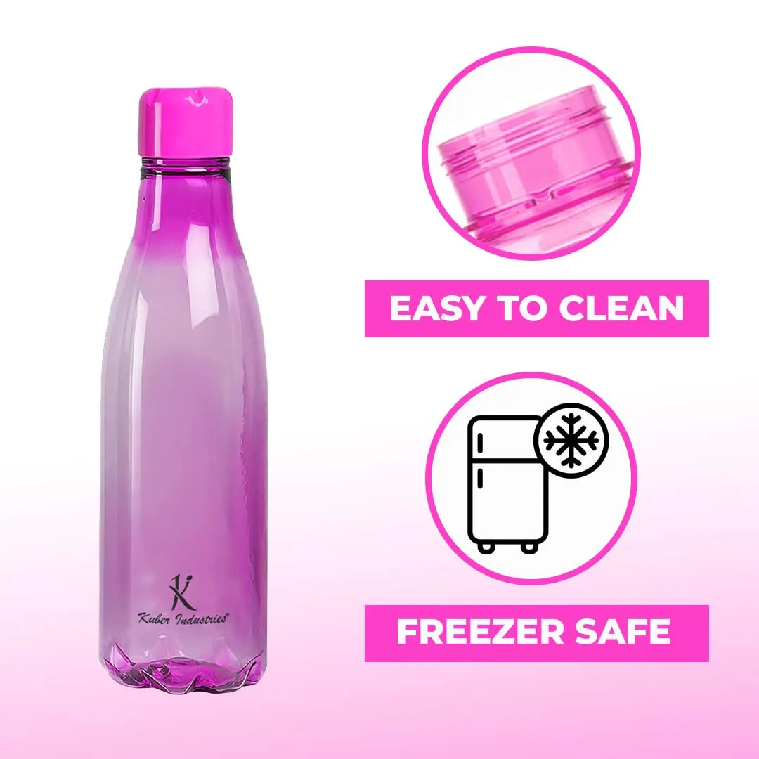 Heart Home BPA Free Plastic Water Bottles | Unbreakable, Leak Proof, 100% Food Grade Plastic | For Kids & Adults | Refrigerator Plastic Bottle Set of 4|PURPLE