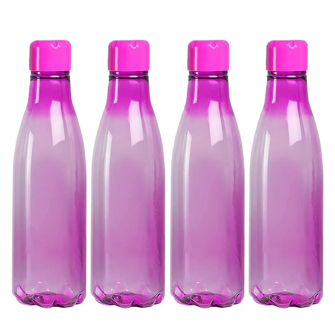 Heart Home BPA Free Plastic Water Bottles | Unbreakable, Leak Proof, 100% Food Grade Plastic | For Kids & Adults | Refrigerator Plastic Bottle Set of 4|PURPLE