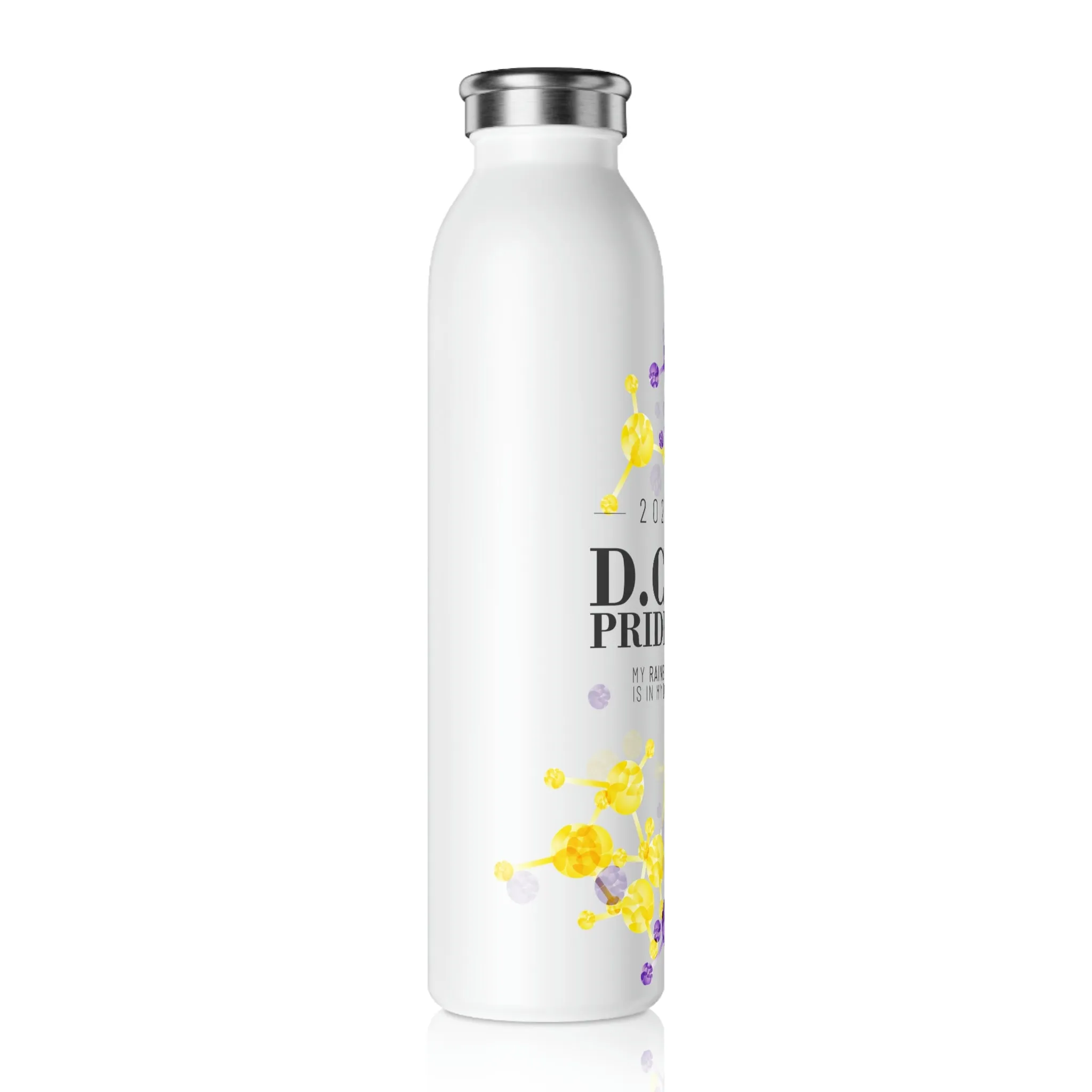 Intersex Flag 2023 Pride, Slim Water Bottle D.C. Pride - My Rainbow is In My DNA
