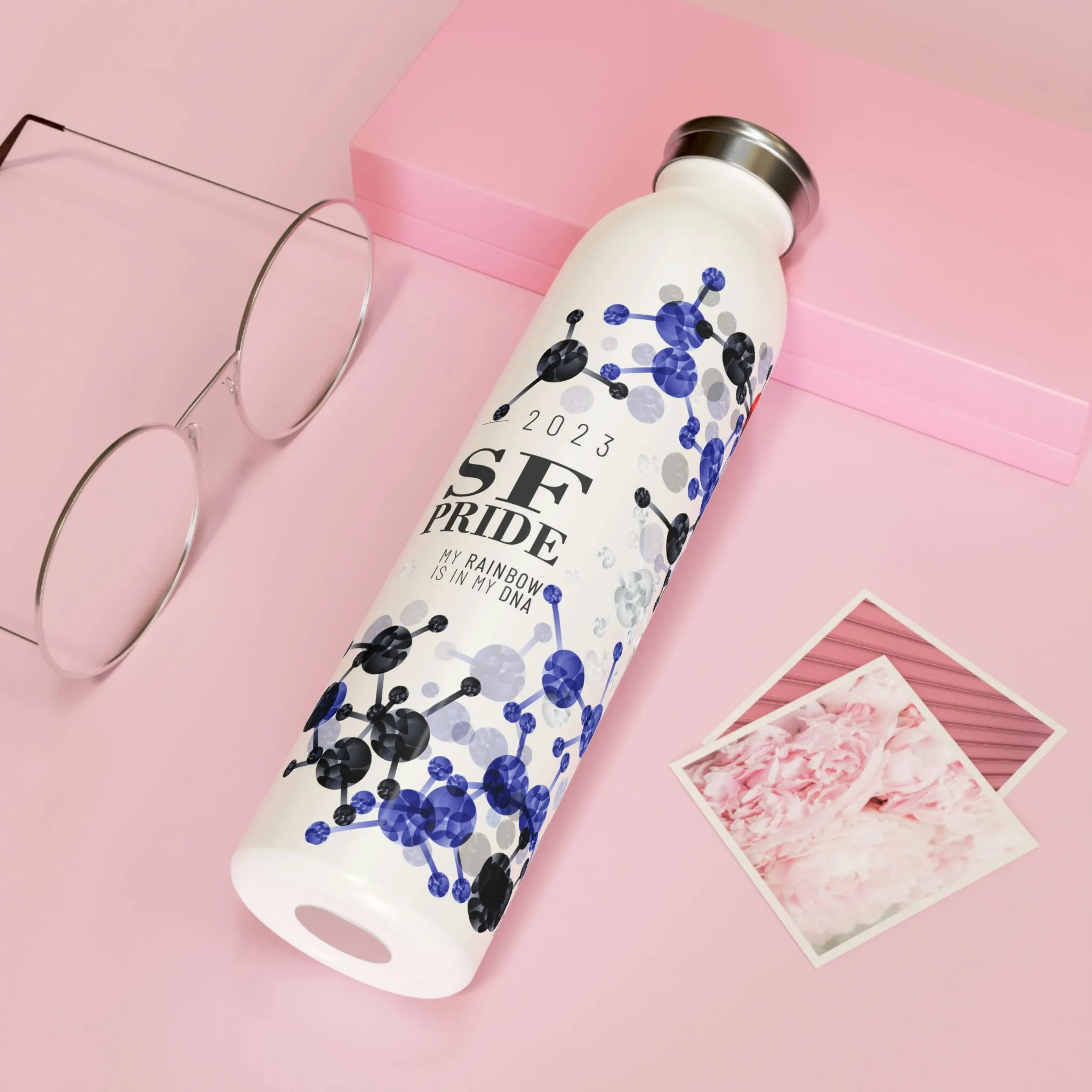 Leather Flag 2023 Pride, Slim Water Bottle San Francisco Pride - My Rainbow is In My DNA