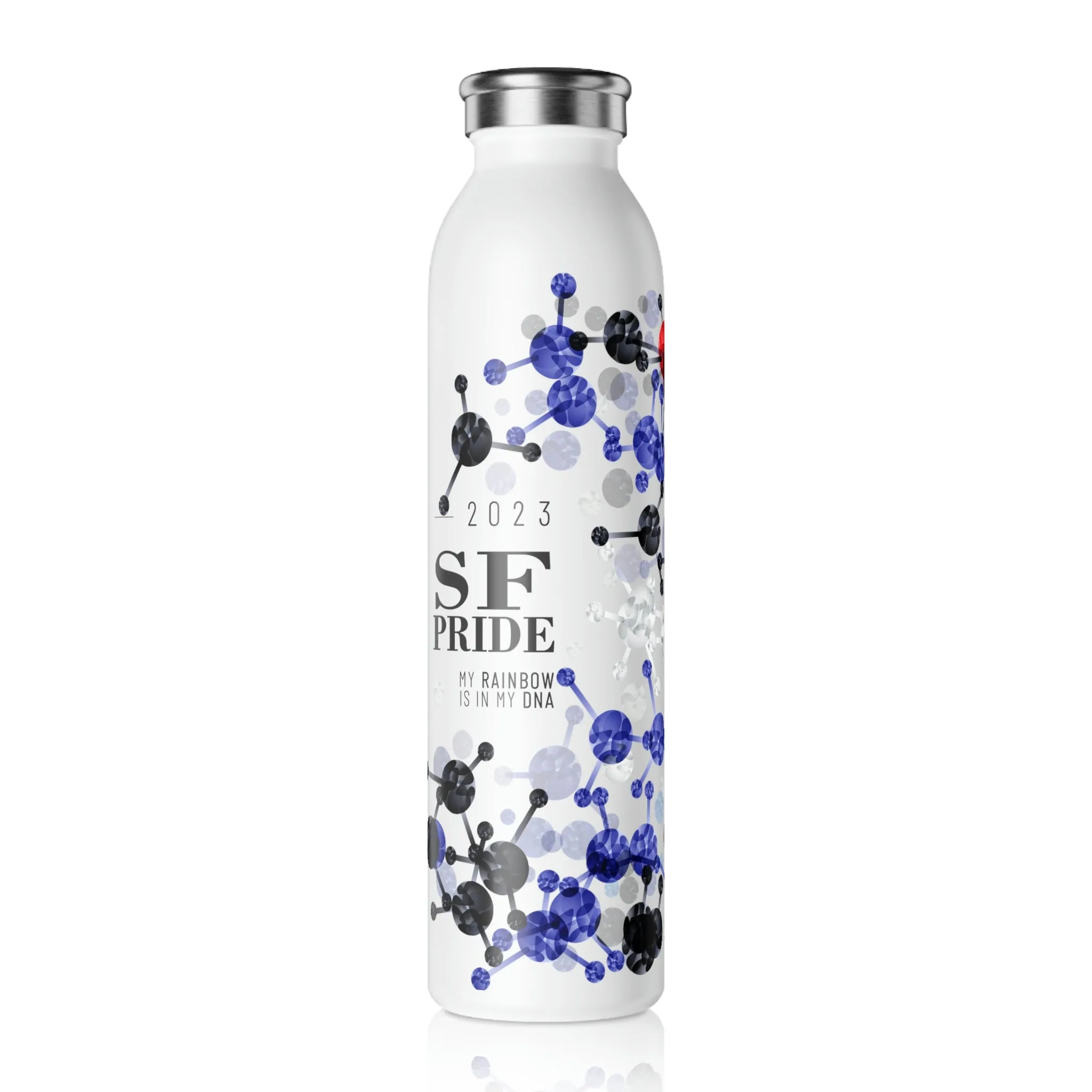 Leather Flag 2023 Pride, Slim Water Bottle San Francisco Pride - My Rainbow is In My DNA
