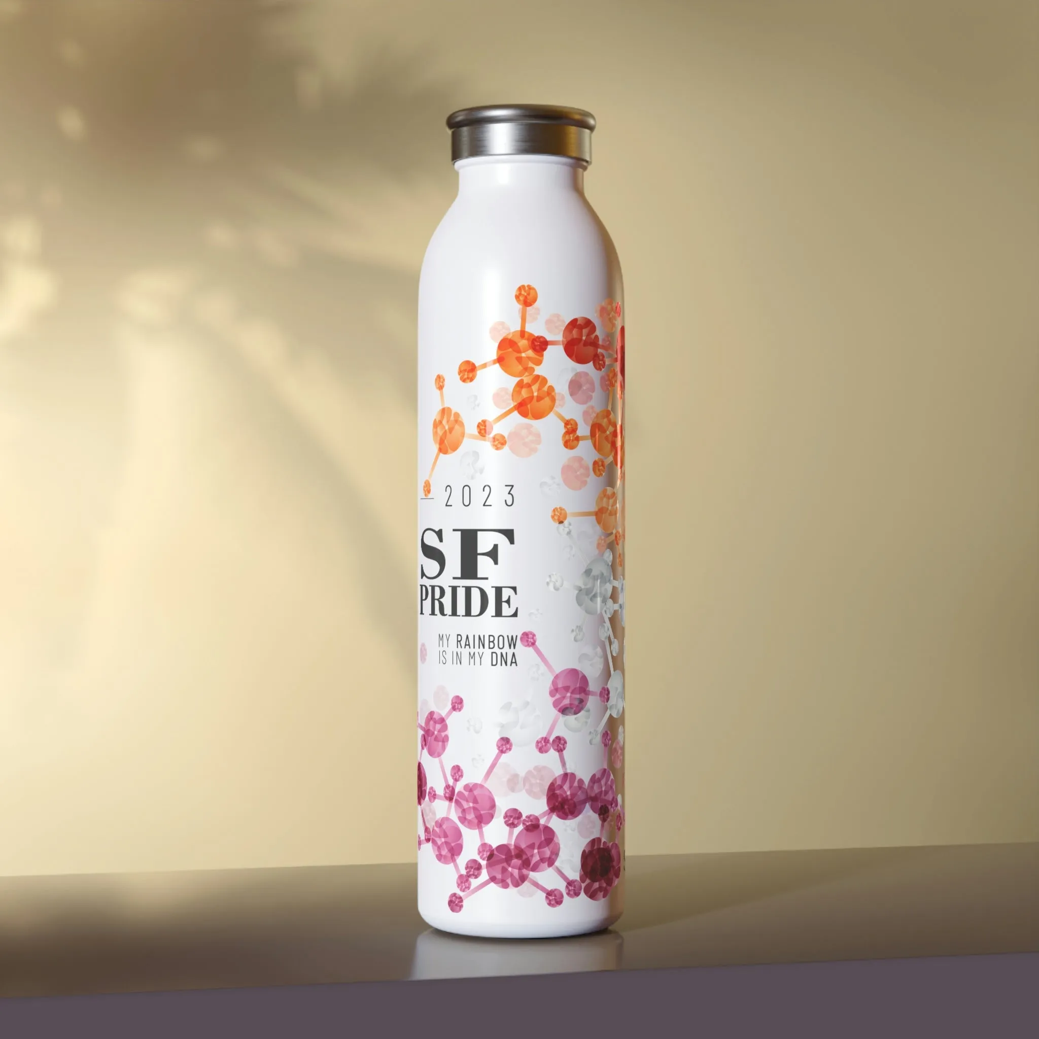 Lesbian Flag 2023 Pride, Slim Water Bottle San Francisco Pride - My Rainbow is In My DNA