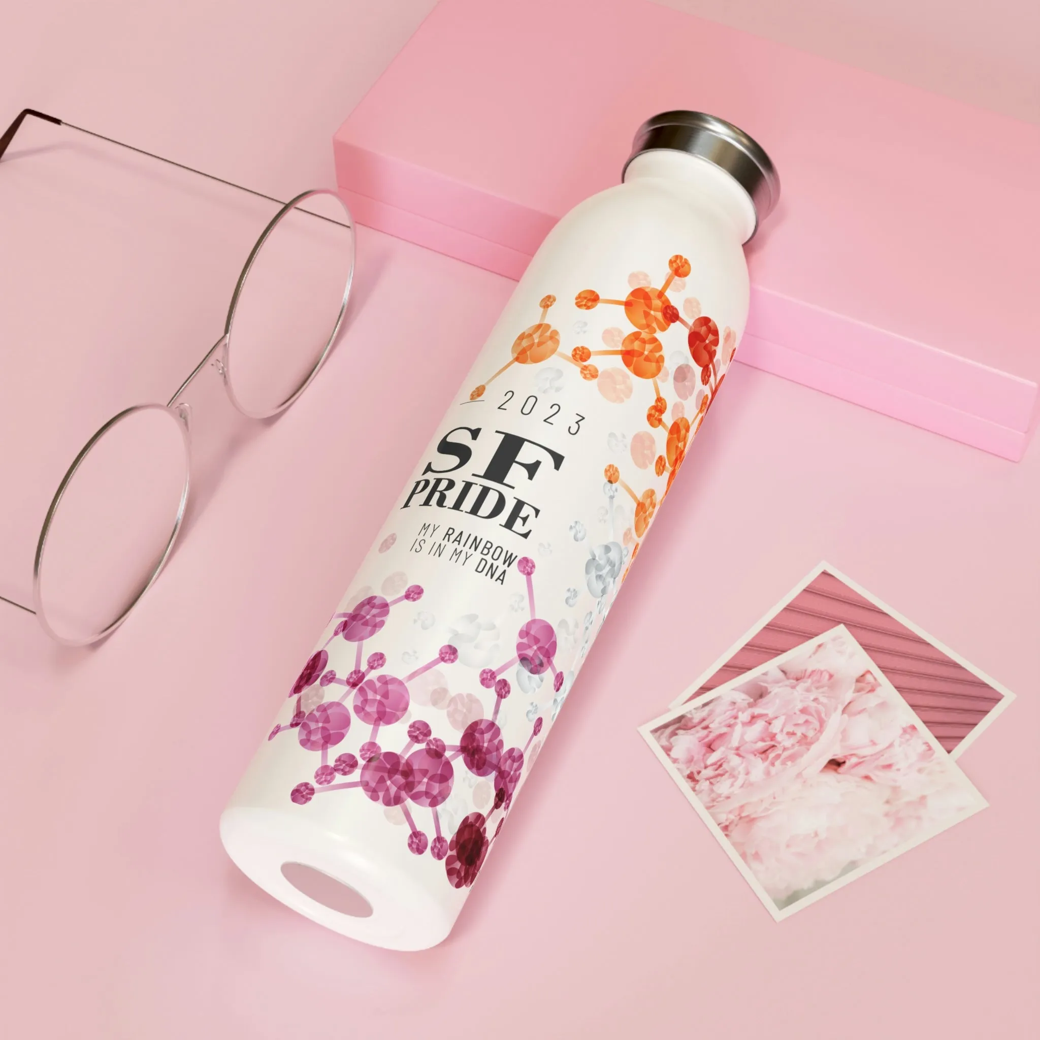 Lesbian Flag 2023 Pride, Slim Water Bottle San Francisco Pride - My Rainbow is In My DNA