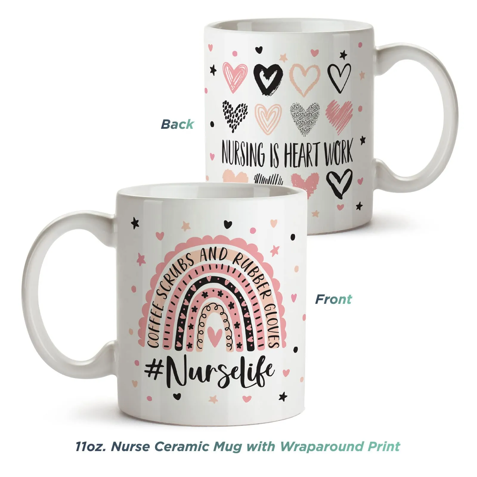 Nurse Appreciation Hoopla Box - Ceramic Mug, Standing Block Desk Sign, and Cotton Home Decor Towel Gift Kit with Box and Tissue Paper