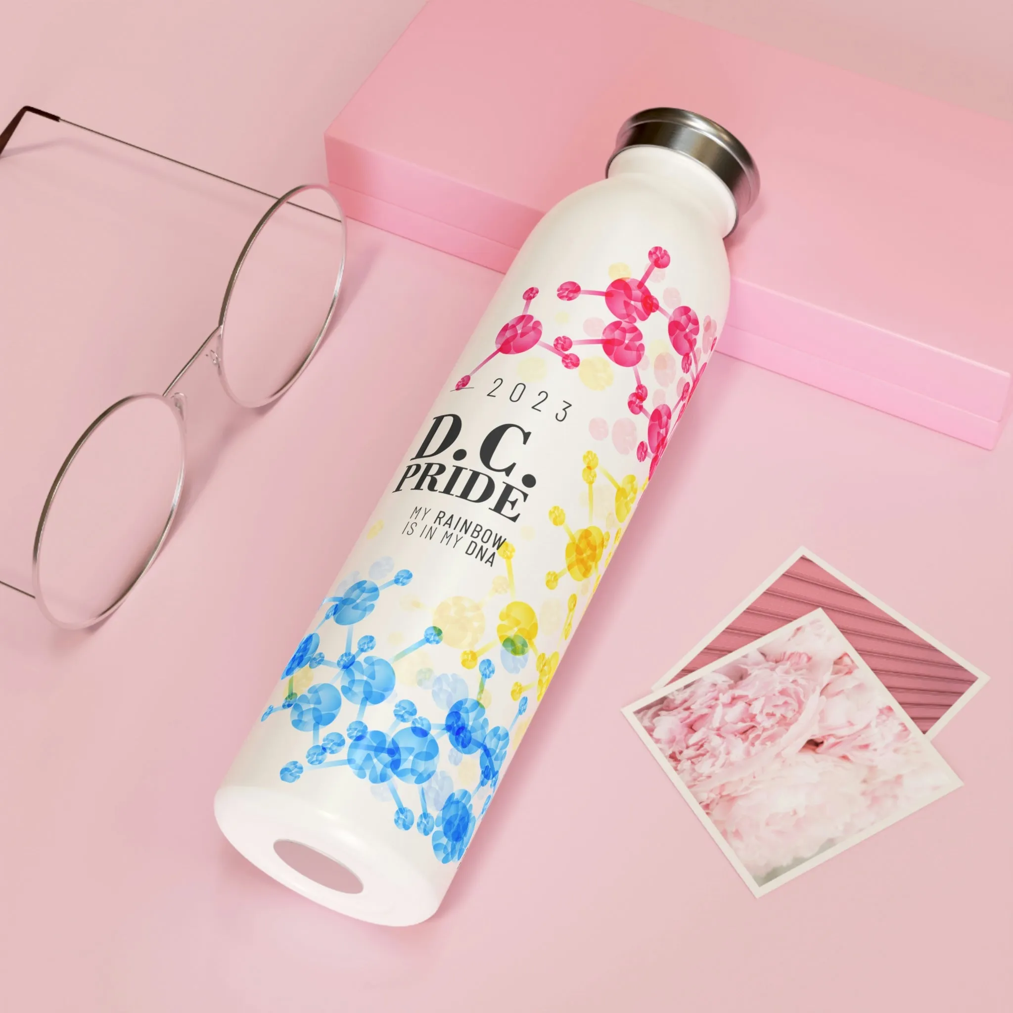 Pansexual Flag 2023 Pride, Slim Water Bottle D.C. Pride - My Rainbow is In My DNA