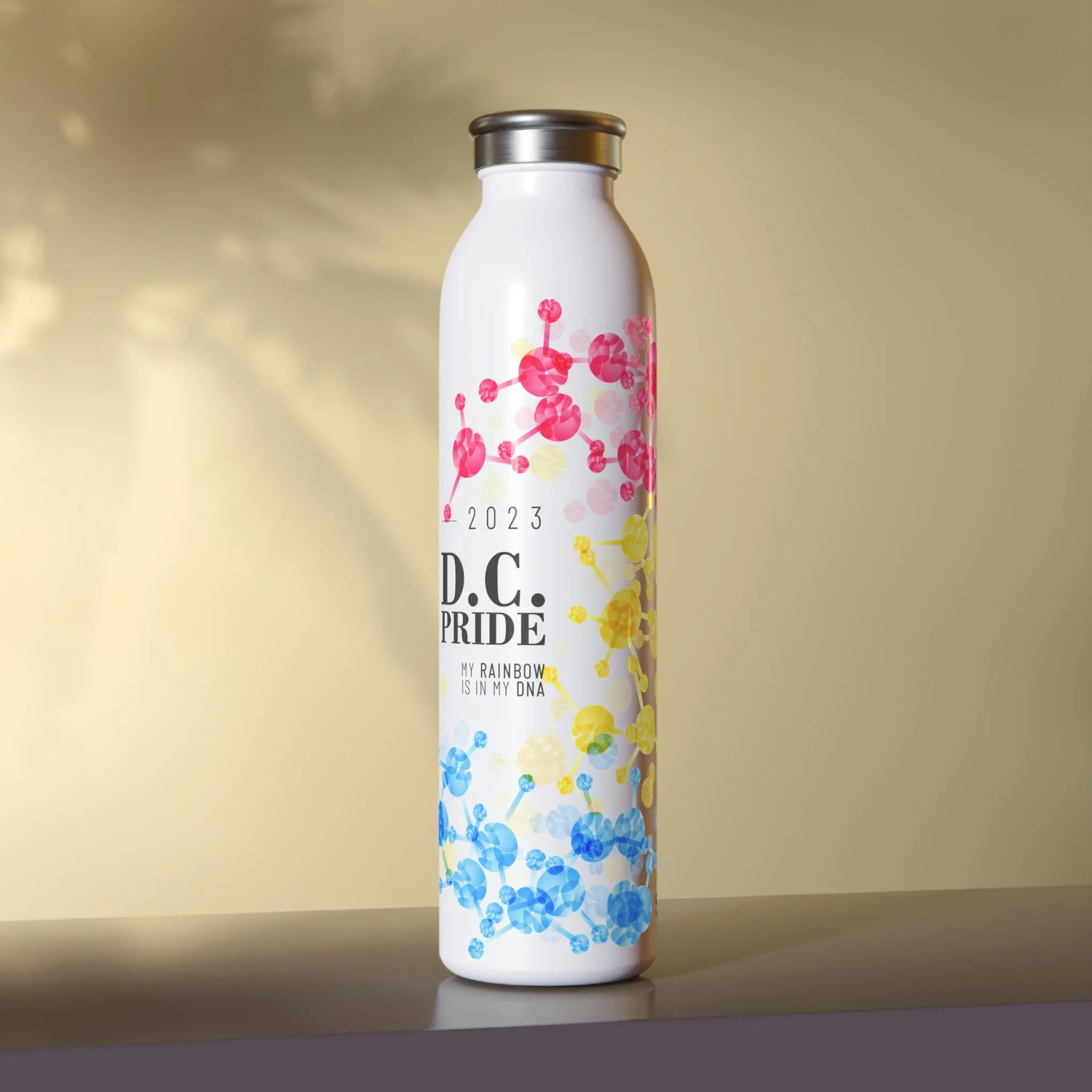 Pansexual Flag 2023 Pride, Slim Water Bottle D.C. Pride - My Rainbow is In My DNA