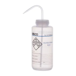 Performance Plastic Wash Bottle, Distilled Water, 1000 ml - Labeled (2 Color)