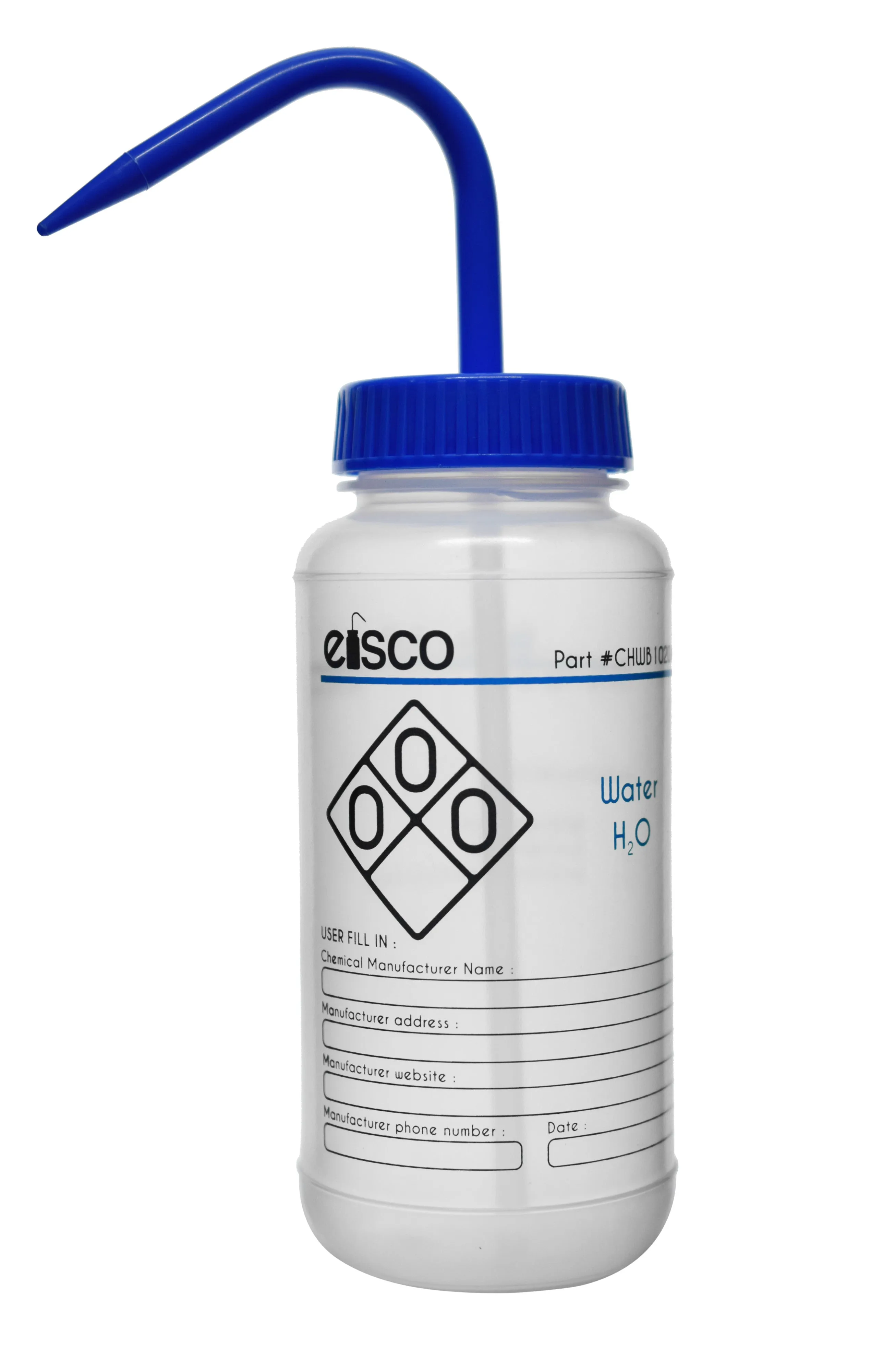 Performance Plastic Wash Bottle, Water, 500 ml - Labeled (2 Color)