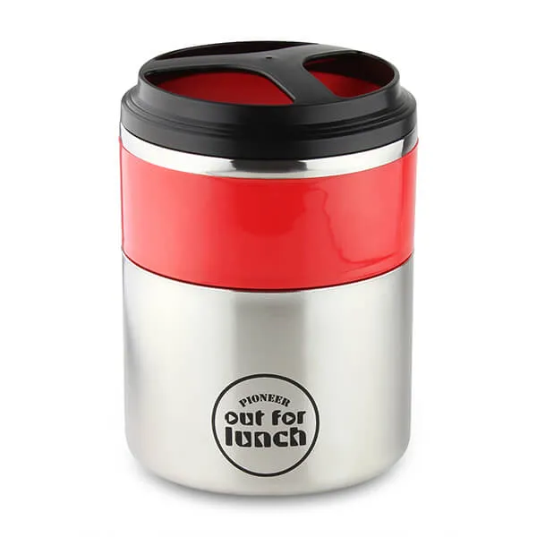 Pioneer Vacuum Lunch Box Stainless Steel Red 1.5 Litre