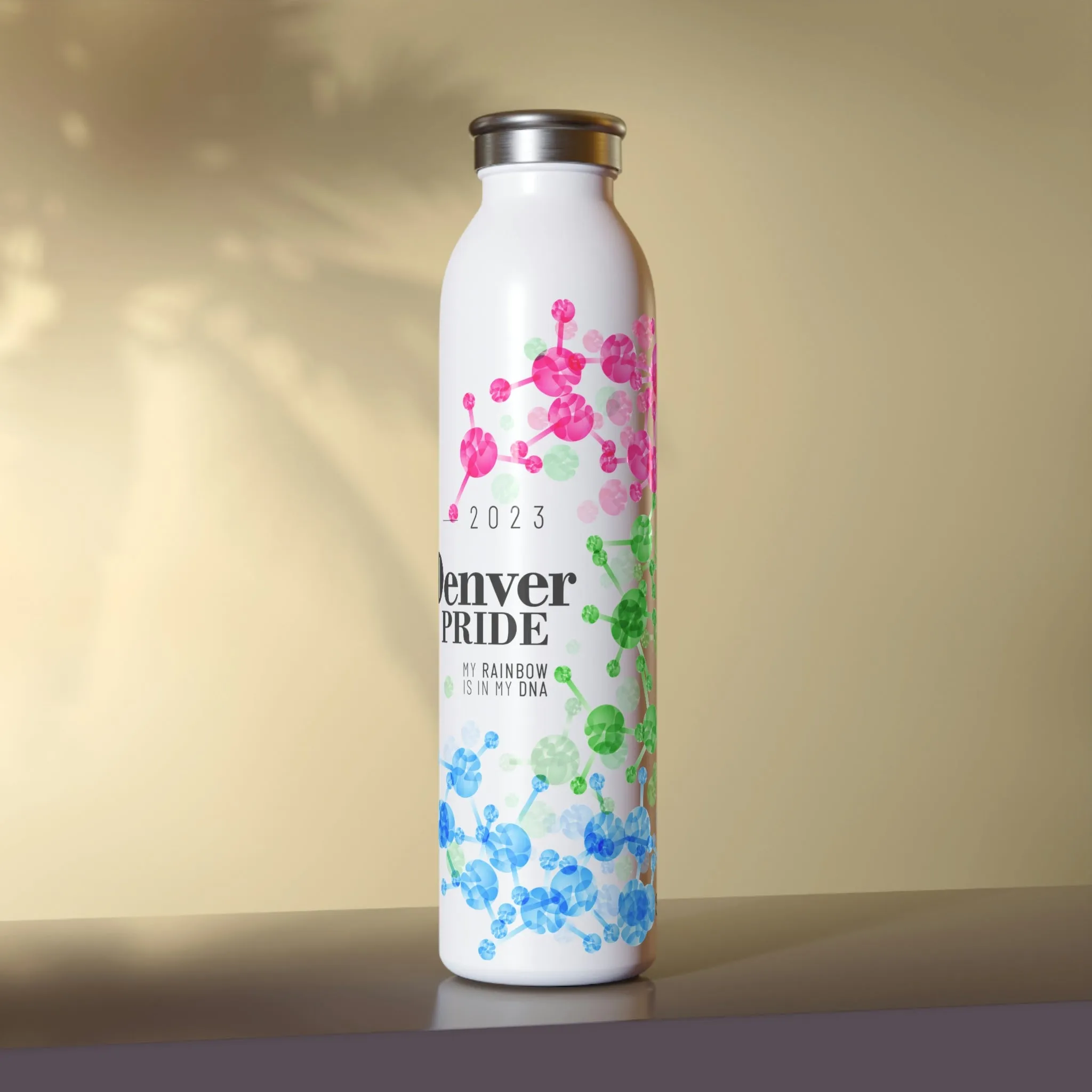 Polysexual Flag 2023 Pride, Slim Water Bottle Denver Pride - My Rainbow is In My DNA